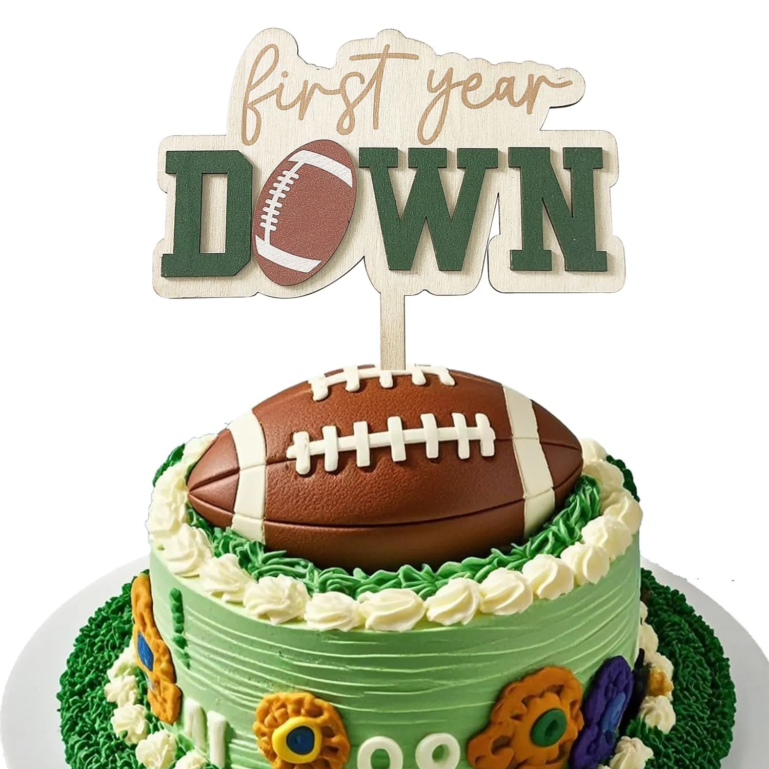 Rugby-Fußball-Kuchenaufsatz für das erste Jahr |   3D personalisierte Dekoration zum 1. Geburtstag, Foto-Requisiten und Partyzubehör