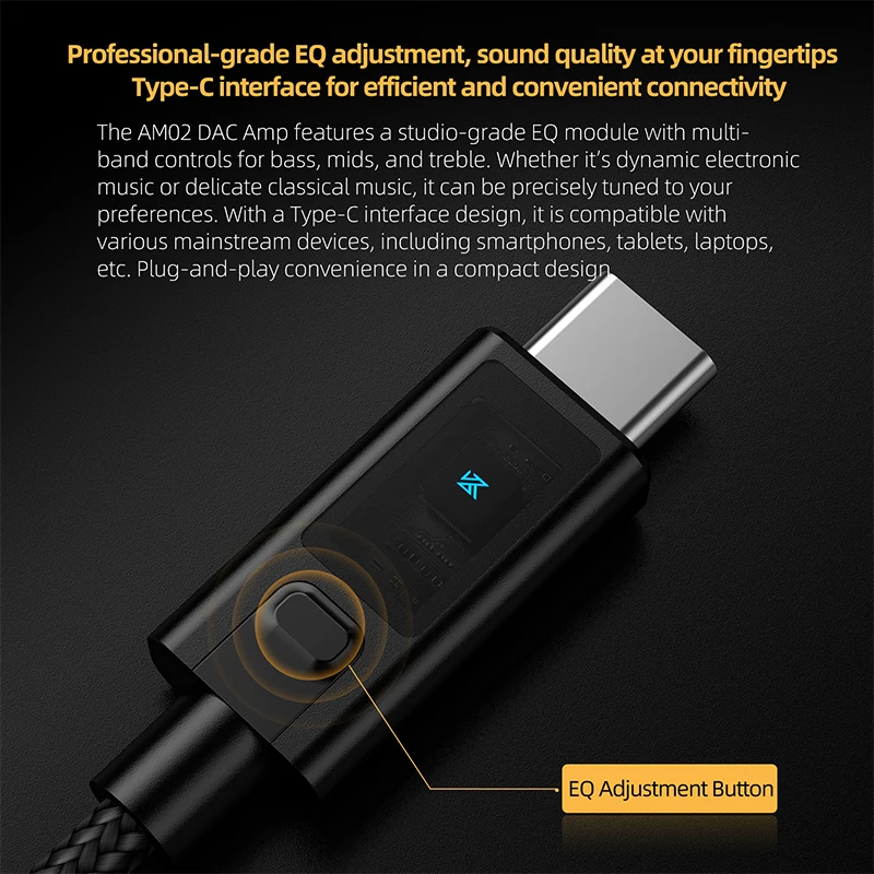 KZ AM02 المحمولة الرقمية فك مكبر للصوت مخصص DAC رقاقة مع EQ ضبط التبديل نوع-c إلى 3.5 مللي متر سبائك الألومنيوم DAC أمبير هدية