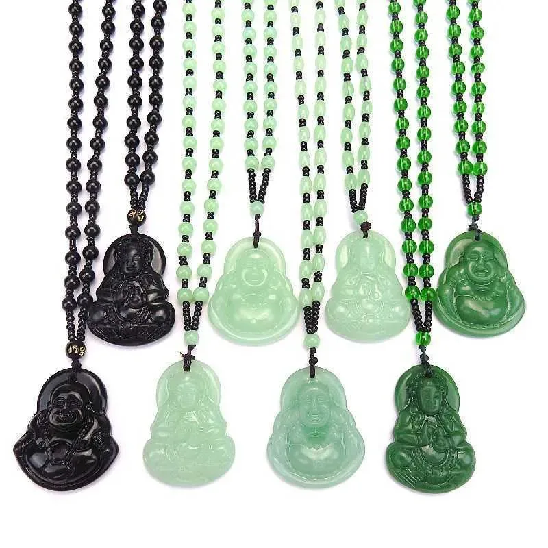 

Classic Natural Chinese Buddha Pendant Jade Nelace Fashion Charm Jewelry Carving Luy Talisman Gift W 240918