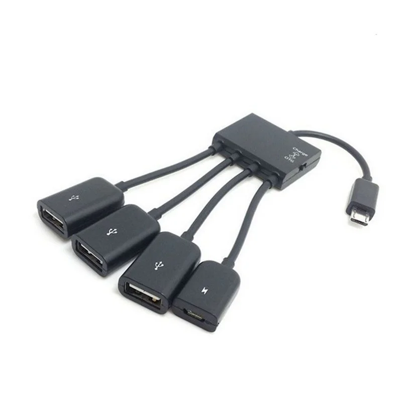 2Pcs 4 Port Micro-USB OTG Hub Cable Connector Spliter Adapter for Android Tablet Computer PC Power Charging