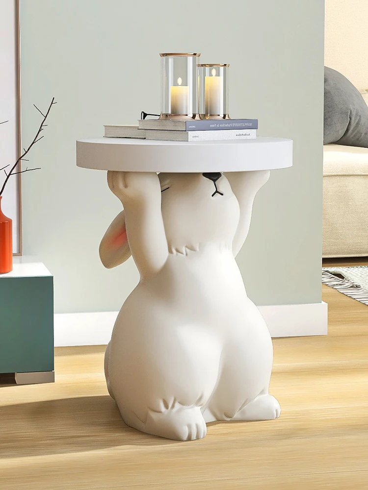 Rabbit Statue Round Side Tables Living Room Sofa Corner table Home Decor Creative Coffee Tables Room Decor Art Housewarming Gift