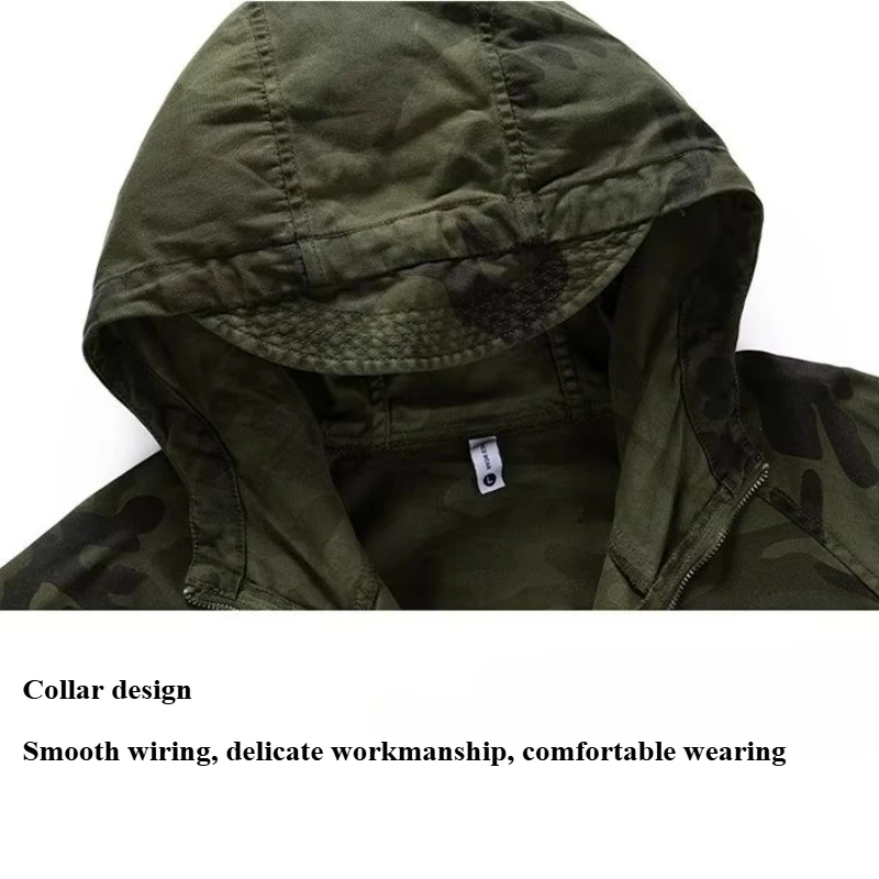 Trendy Outerwear Spring Hooded Camouflage Jacket New Men Windproof Tactics Workwear Outdoors Camping Hiking Hunting Uniform