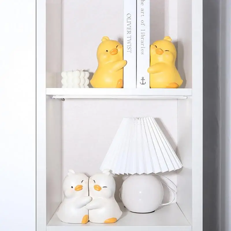 A Pair Cute Duck Resin Non-Slip Decorative Bookends Set  For Home Decorations Of anti-Slip Bookshelves Study Desk Decorative