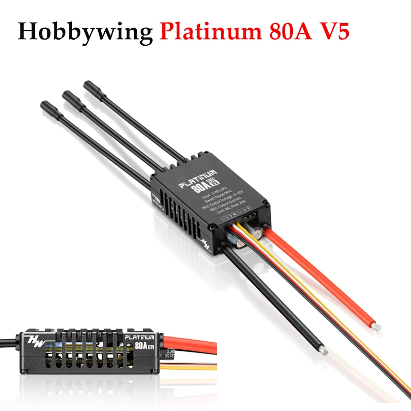 Hobbywing Platinum 80A V5 supports 3-8s brushless ESC, suitable for RC remote-controlled drone Heli FPV helicopter