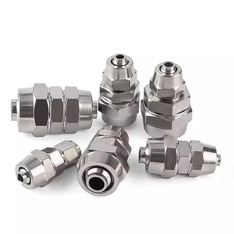 Pneumatic Fast Twist Fittings Air Hose Connectors Straight Push Into 6mm 8mm 10mm Copper Nickel Plated Quick Screw Connector