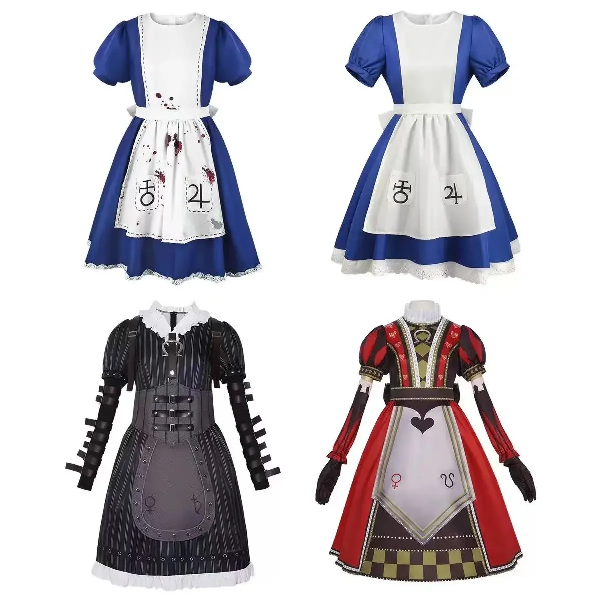 Game Alice Madness Returns Cosplay Costume Halloween Maid Lolita Dresses Uniform Suit Carnival Party Clothes for Adult Women Set