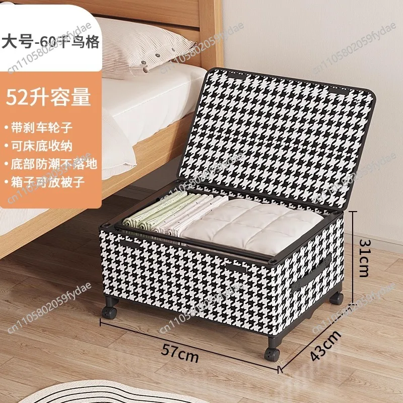 Dormitory Under-Bed Storage Box, Transparent Dust-proof Organizer with Wheels, Clothing Storage Box for Home Use 2 Pieces