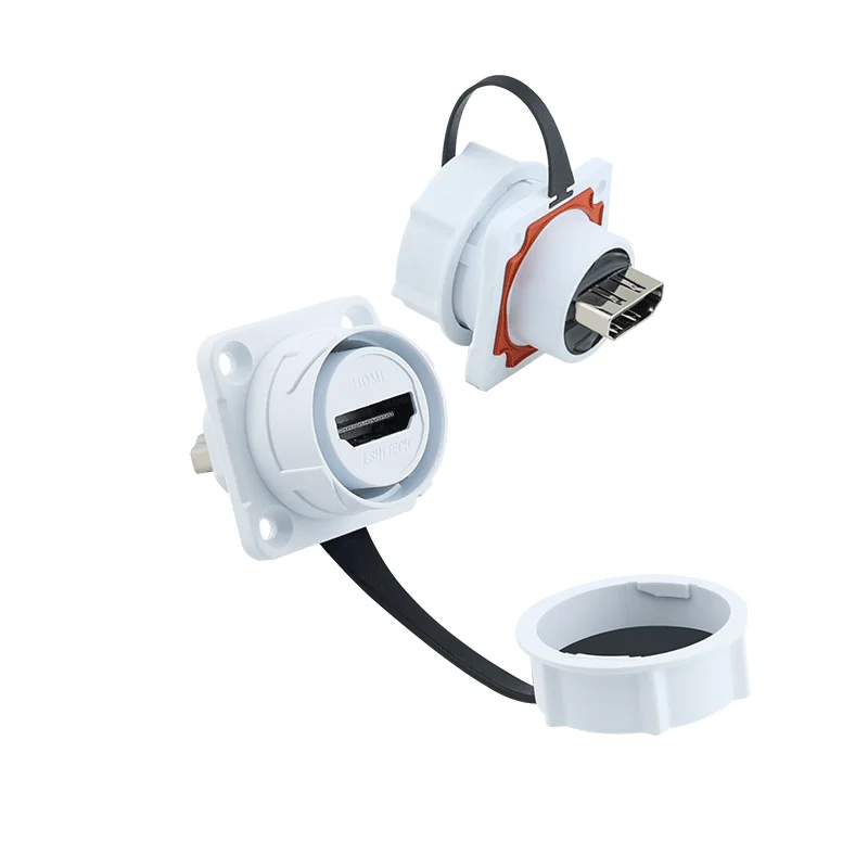 Lshitech M21 Flag Aviation Plug Waterproof Circle Connector HD Pass-Stright Female Socket Panel Mount for Date Transfer