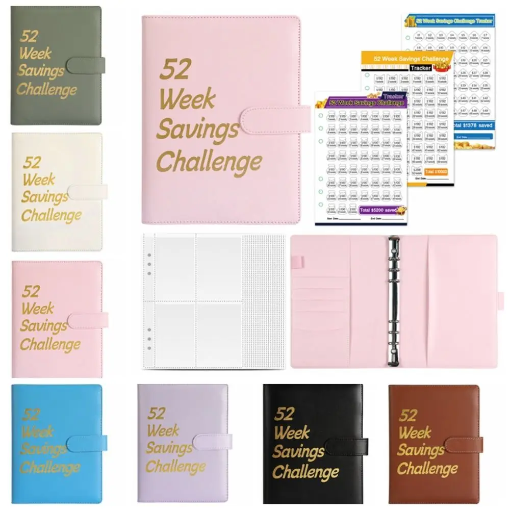 PU Money Saving Binder 52 Week Colorful Mini Budget Binder Tear Resistant Durable Envelope Savings Challenge