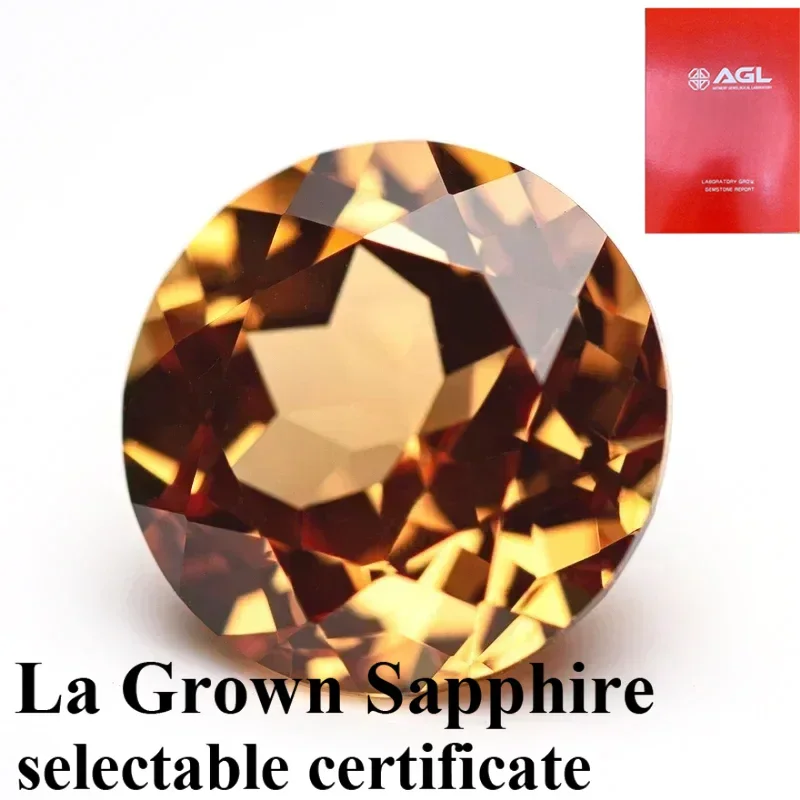 

Orange Color Lab Grown Sapphire Round Shape Artificial Gemstone Beads for Diy Jewelry Making Materials Optional with AGL