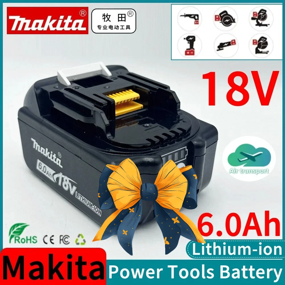 

upgraded version With Charger BL1860 Battery 18V 6.0Ah Lithium-Ion for Makita 18v Battery 6Ah BL1850 BL1880 BL1860B LXT400