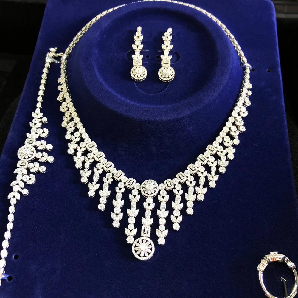 GODKI New Trendy Double Layer UAE Jewelry Sets For Women Wedding Party Zircon CZ African Dubai Bridal Jewelry Set Dance Party