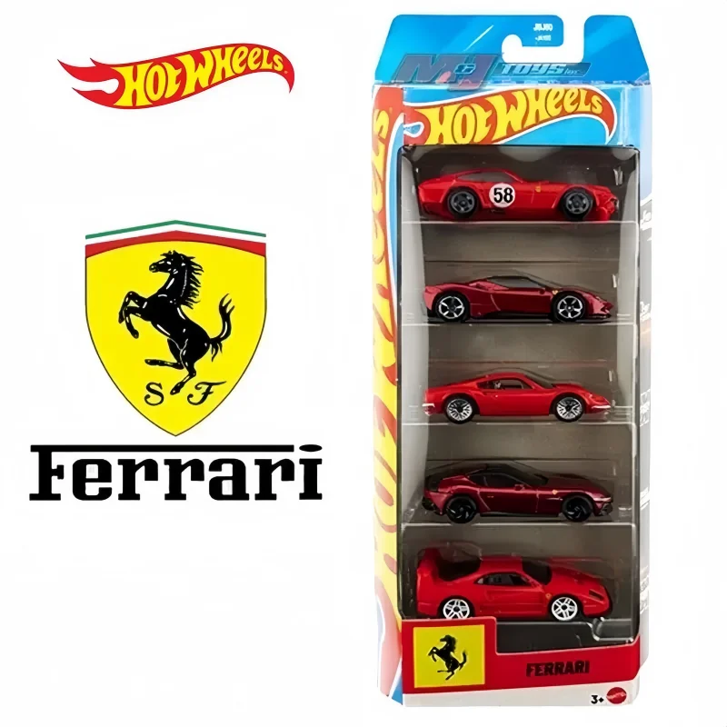 

New 5PCS Hot Wheels Ferrari Set SF90 F40 Small Sports Car Track Track Track Alloy Car Diecast Car Model Toys Boys' Toy Car Model