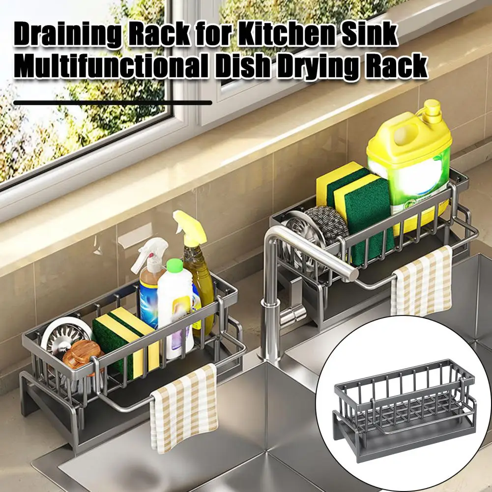 Draining Rack for Kitchen Sink Kitchen Sink Dish Drying Rack with Tilted Water Tray Utensil Holder for Countertop for Kitchen