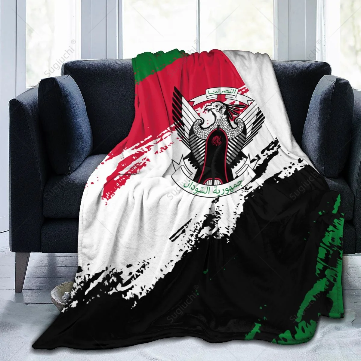 Blanket Sudan Flag Color Flannel Multifunction Camping Sofa Cover Keep Warm