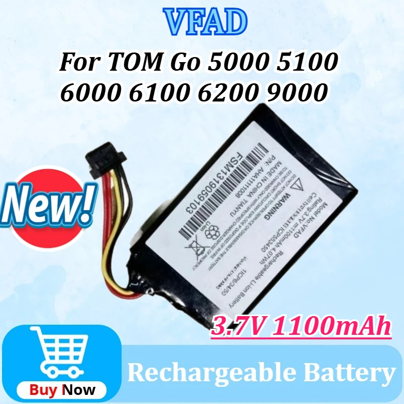 

Новый аккумулятор VFAD 3,7 В, 1100 мАч, 4,07 Втч для Tom GO 5000 5100 VF6P 4FL50 6100 PRO для TRUCK 5250 Pro 5250 6000 6200 9000 Navigator