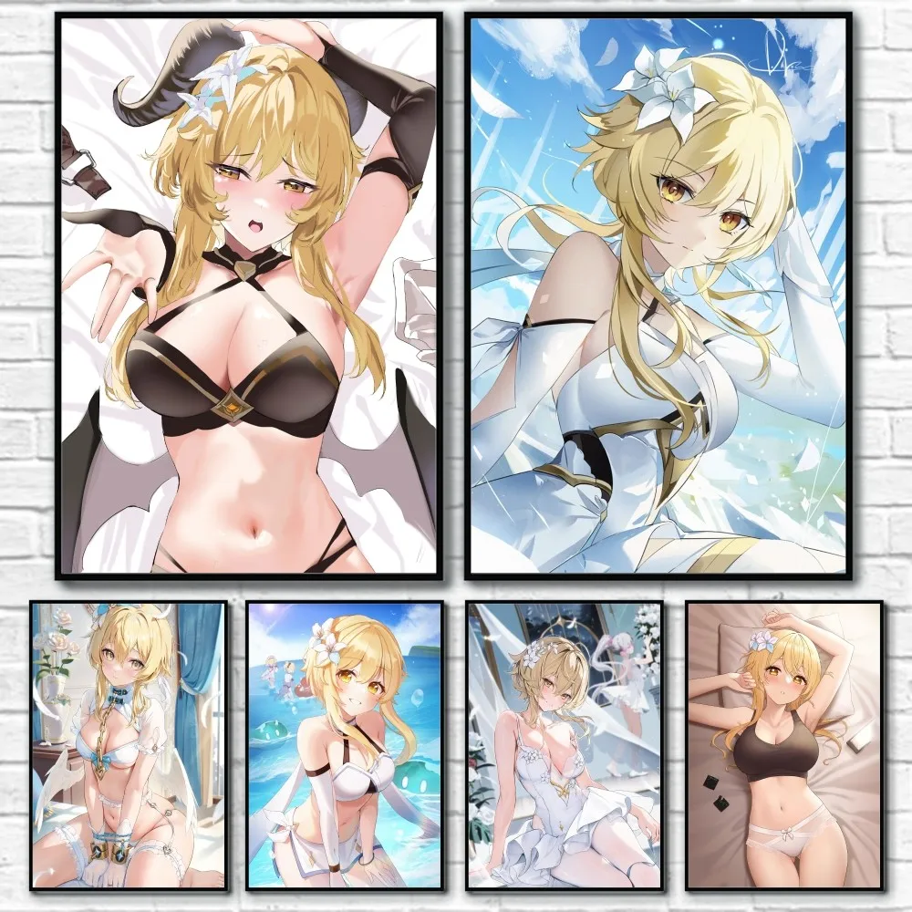 

Lumine Genshin Impact Sexy Girl Poster Sticky Wall Art Printing Waterproof Home Living Bed Room Bar Aesthetic Decor
