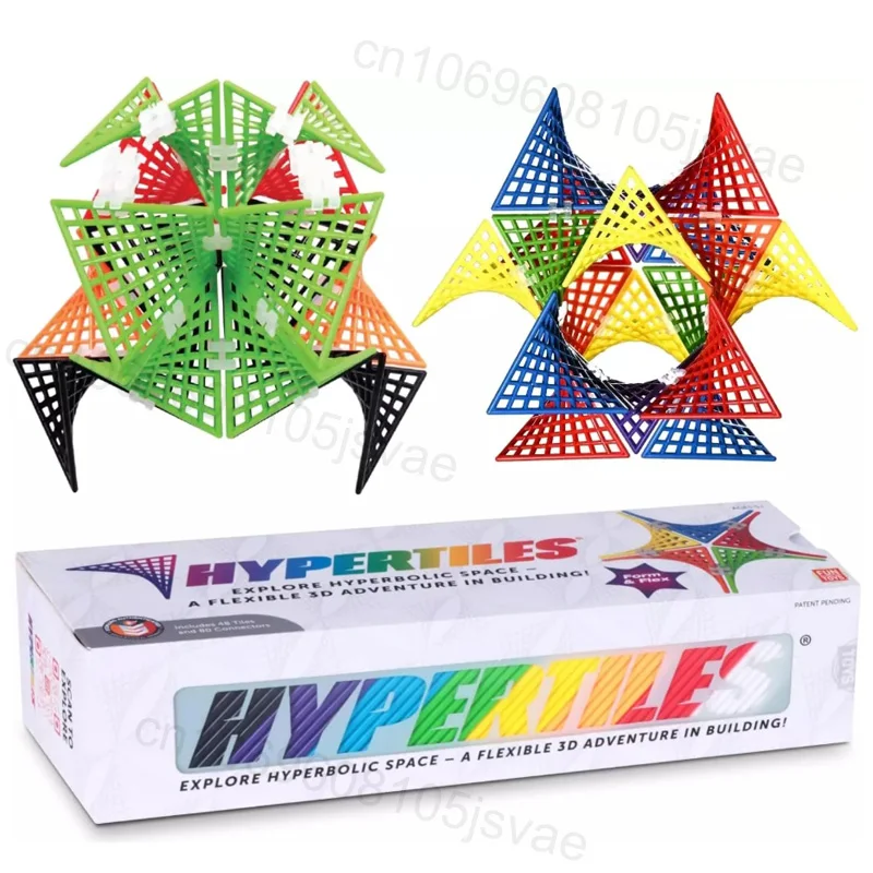 HyperTiles Hyperbolic Building Toy STEM Educational 3D Adventure Logic Toys for Adult Kids with 48 Tiles and 80 Connectors