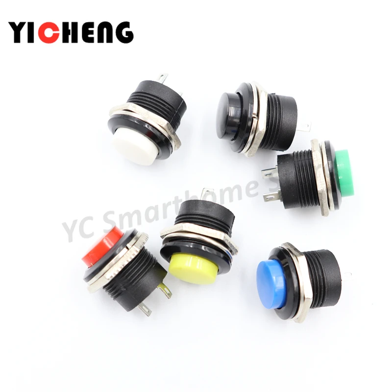 6 pcs Momentaneo SPST NO Protezione Rotonda Push Button Switch AC 6A/125V 3A/250V 6 colore R13-507 momentaneo push button