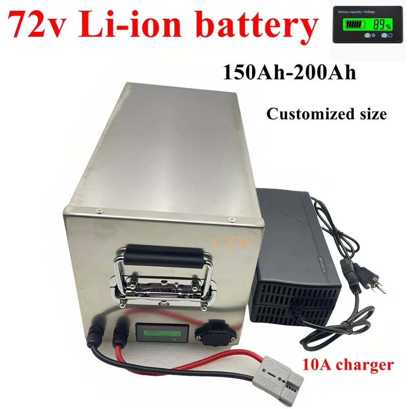

CZW rechargeable 72v 150Ah-200Ah Li-ion battery pack with BMS for 72V 3KW 5KW 8KW motor + 10A charger
