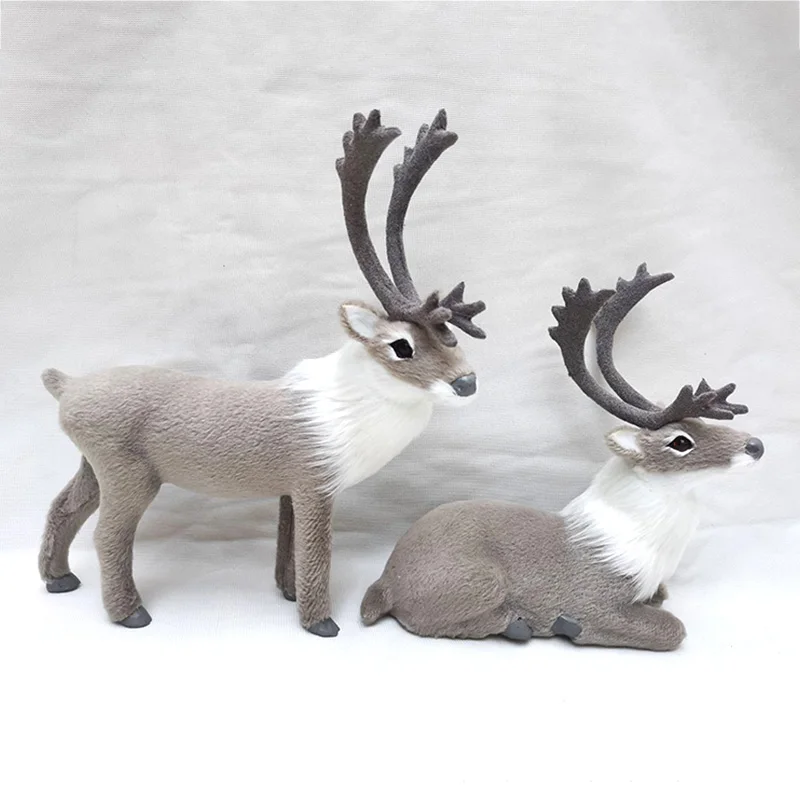 Simulation Small Deer Christmas Deer Ornaments Xmas Elk Reindeer Figurines Table Miniatures New Year Gift Christmas Decor