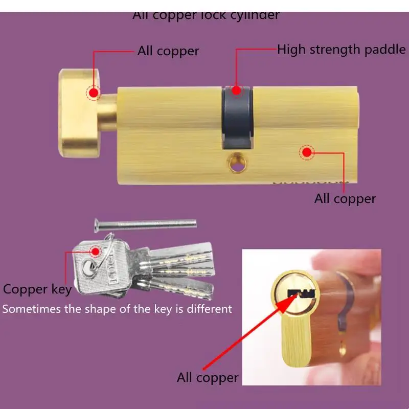 Indoor Door Lock Cylinder, External Lock, Household with Key，Multiple Choices