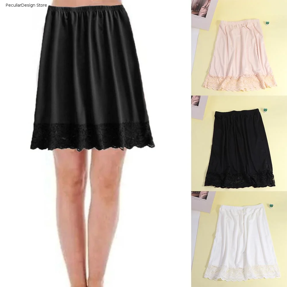 Lace Flower Women's Dress Underskirt Slips Innerwear Solid Color Safety Skirt Petticoat Loose Skirt Accessories Half Slips Dress