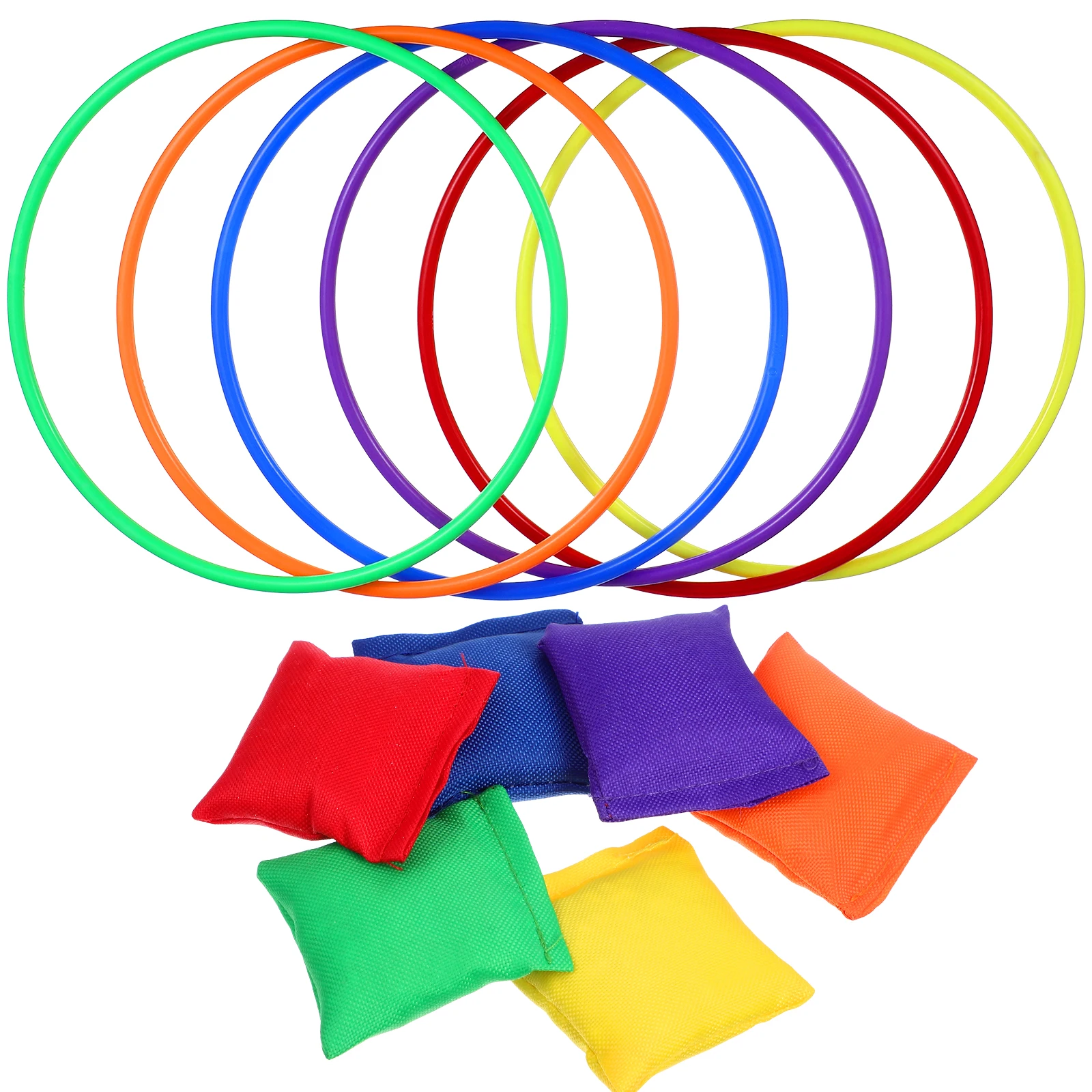 

1 set 12 Pieces Ring Toss Game Set 20cm Rings Bean Bags Kids Outdoor Indoor Carnival Party Games Safe Materials Bright Colors