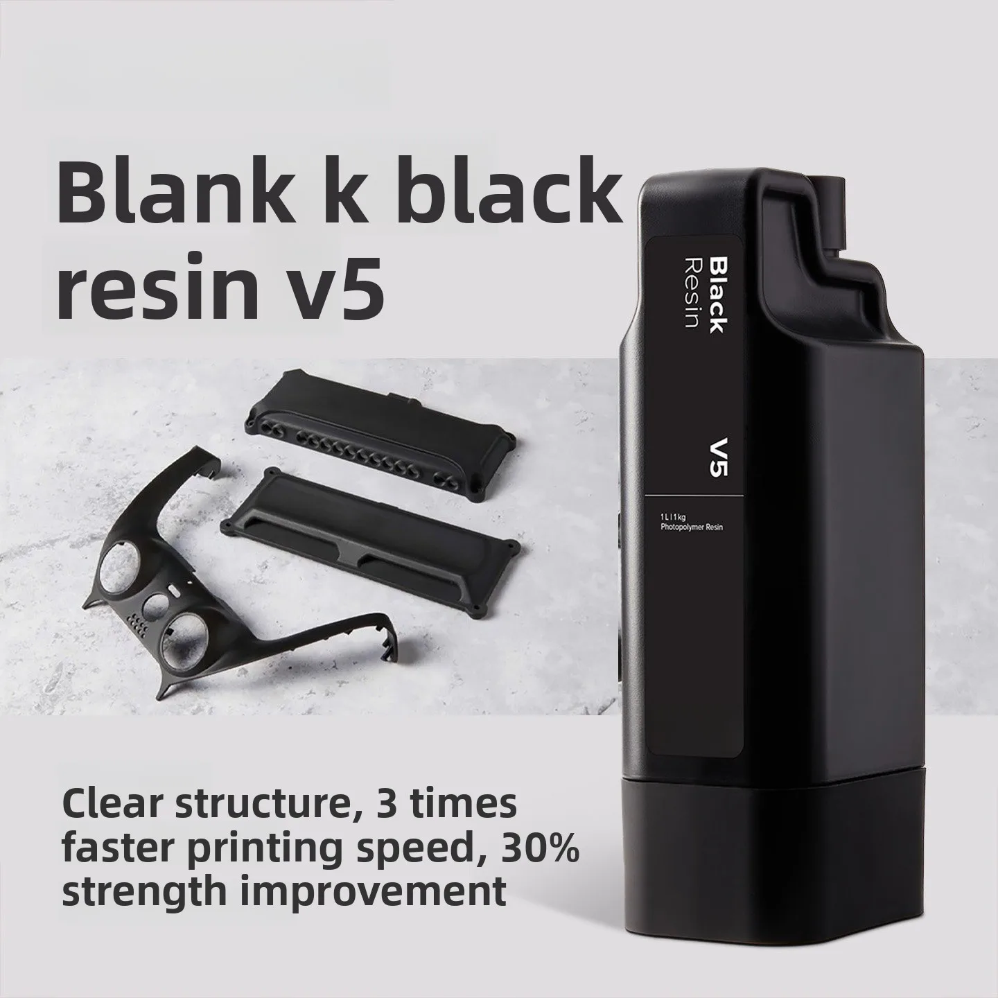 1L Black Photopolymer Resin V5 General‑Purpose Light‑Curing 3D Printing Material Compatible with Form 4 SLA 3D Printer