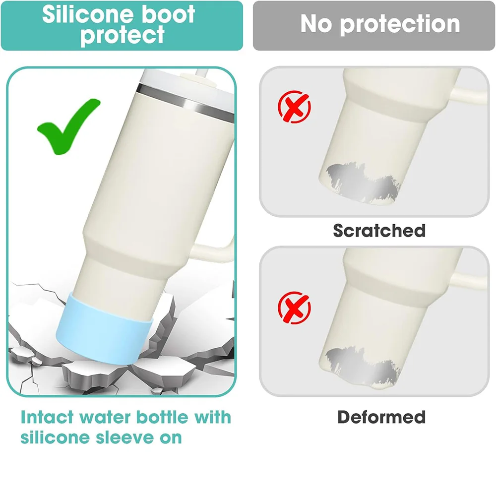 2Pcs Silicone Boot for Stanley Quencher Tumbler H2.0 30 oz 40 oz & IceFlow 20 oz 30 oz & Intended for Hydro Flask Water Bottle