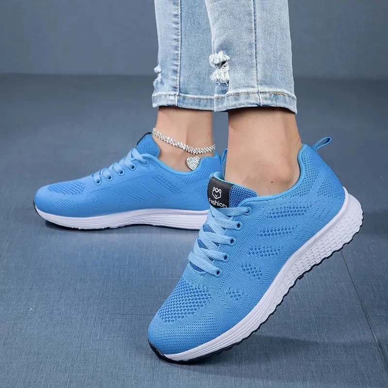 Women Casual Sneaker Shoes Platform Tennis Lightweight Mesh Summer Breathable Lace Up Fashionable Running Shoes Tenis Femimino