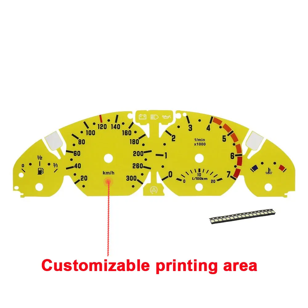 Weiß-Rot-Gelbe Anzeigefelder für BMW E46 323Ci 325Ci 328Ci 330Ci 300KM/H + Individuell beleuchtetes Logo – Detail 3