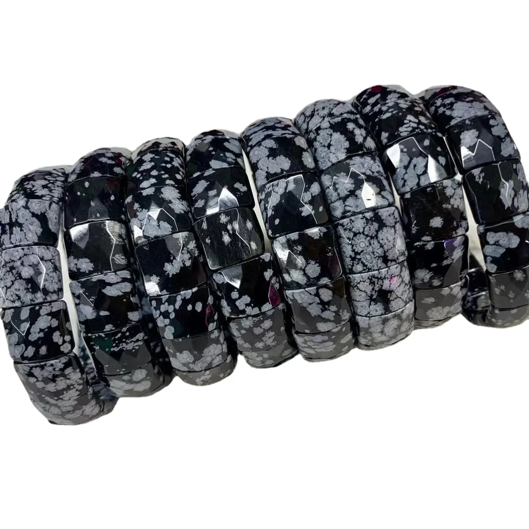 

Snowflake Obsidian Stone Beads Bracelet Natural Gemstone Jewelry Bangle for Woman for Man Wholesale !