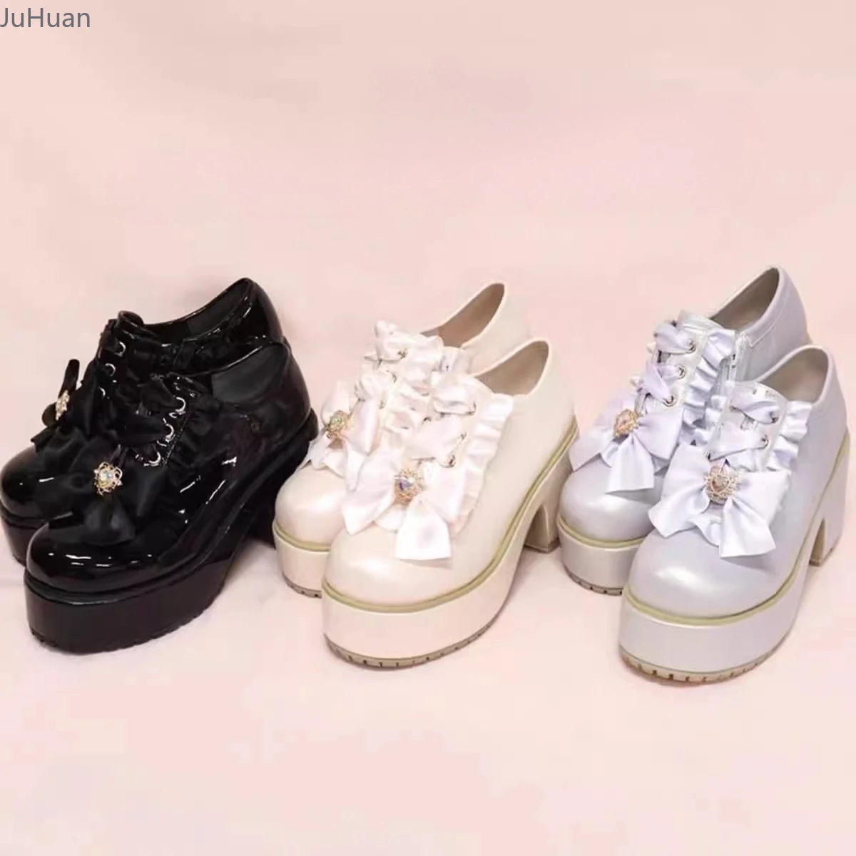 

Super Sweet Soft Sister Japanese Retro College Style Women's Shoes Lolita Bow Mine Platform Heightening Single Mary Jane Shoes