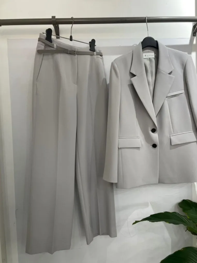 

Slimming Effect Business Commute Summer New Style Korean Simple Elegant Women's Suit Outerwear And Pants Set Loose Fit