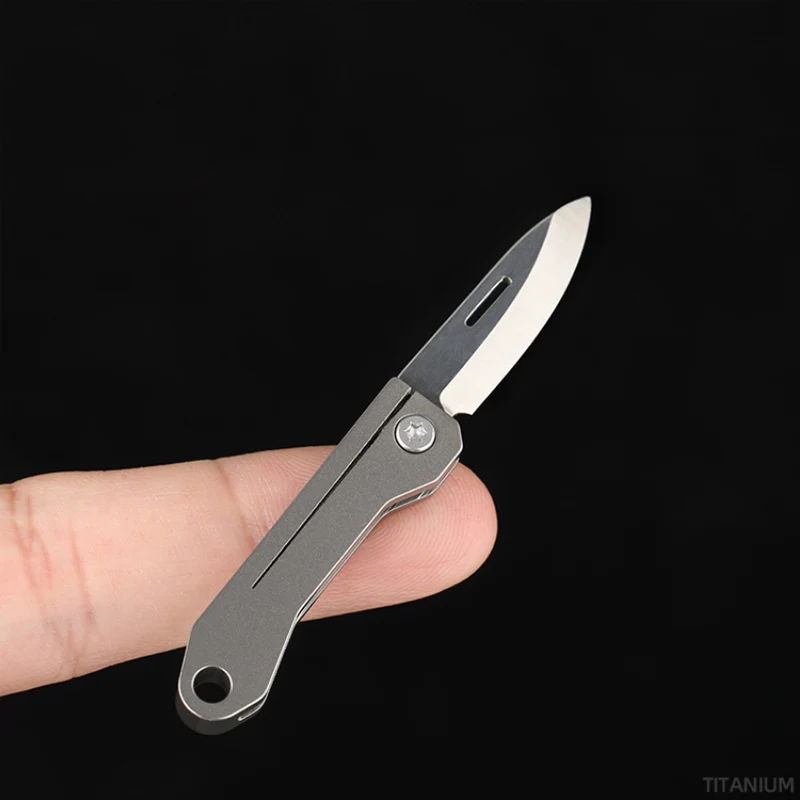 Titanium Alloy Mini Edc Knife Equipamento de Acampamento Unboxing Chaveiro Pendurado Multi Ferramentas ao ar Livre
