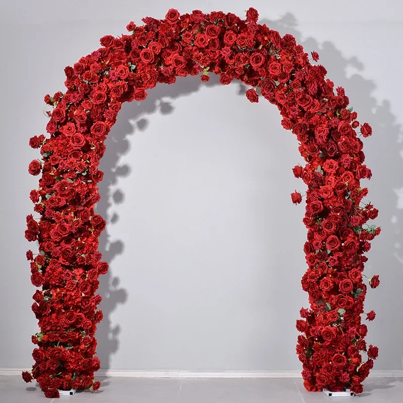 2 * 2.4 meters red rose arch flower wedding background arrangement rose row square door U-shaped door decoration simulation