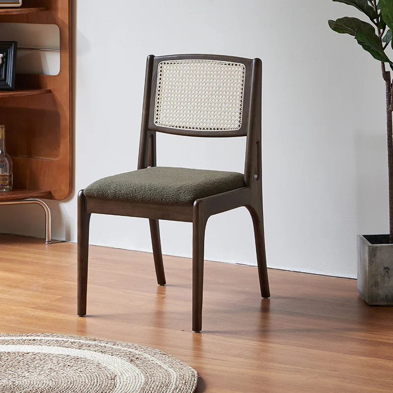 Restaurant Cafe Furniture Wooden Frame Chair Rattan Dining Chair