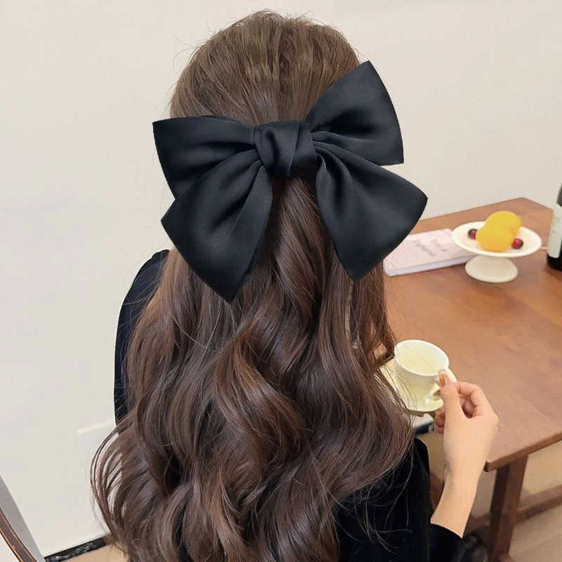 Schwarzes Haarband mit großer Schleife, Haarnadel für Damen, neue Clip-Haaraccessoires, Herbst-Haarnadel【AliS8】 – Detail 2