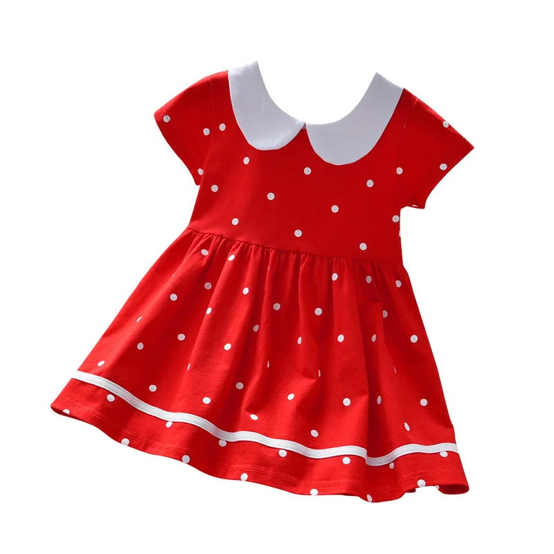 Little maven 2024 Baby Girls Summer Red Dress Cotton Casual Clothes Red Lovely Children Comfort Wear for Kids 2-7 year