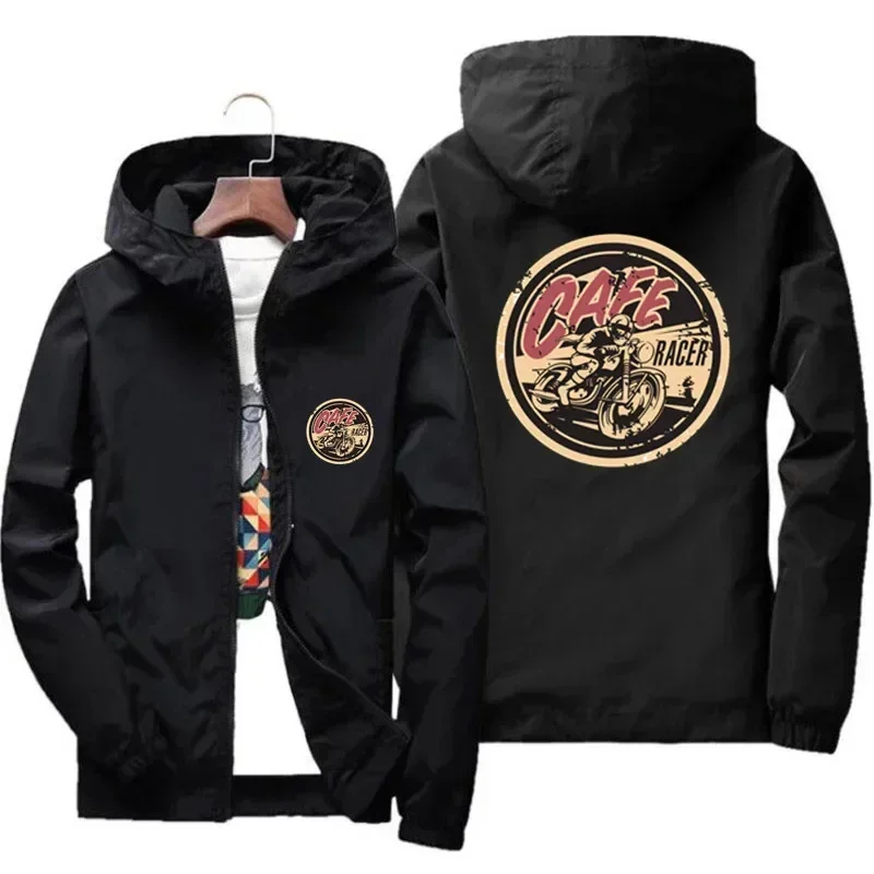 Men Motorcycle Cafe Racer Sportswear Thin Print Windproof Windbreaker Parent Child Boys Girl Zipper Bomber Jacket Plus Size Coat