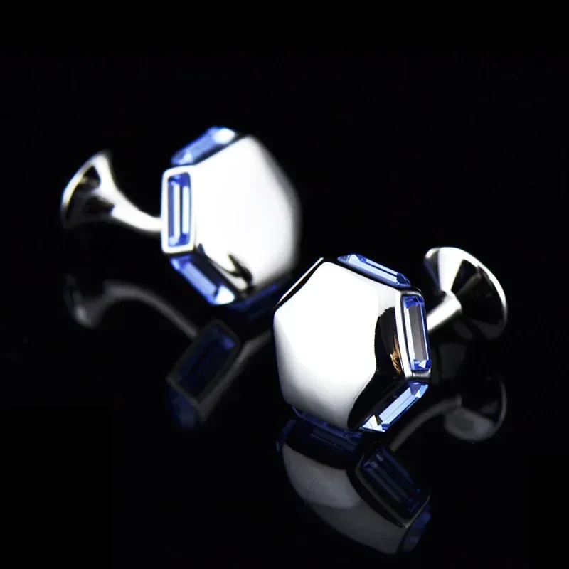 High Grade Crystal Inlaid Copper Metal Cufflinks for Men\'s Fashionable French Shirt Buttons Business Party Jewelry Accessories