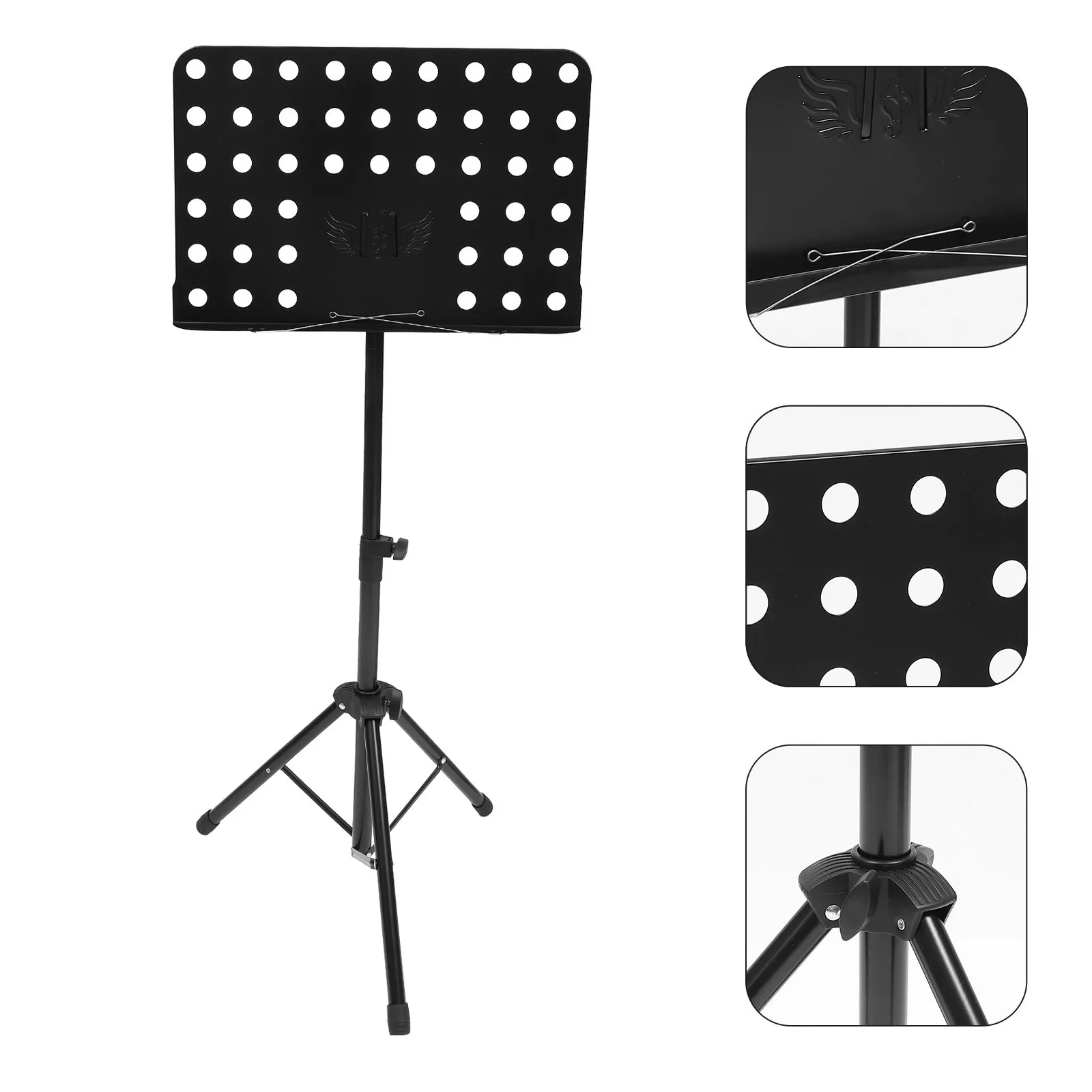 

1pc Score Folding For Guitar Portable Stand Music Score Holder Cooking Books Tablets Folding Stand Music Rack Black