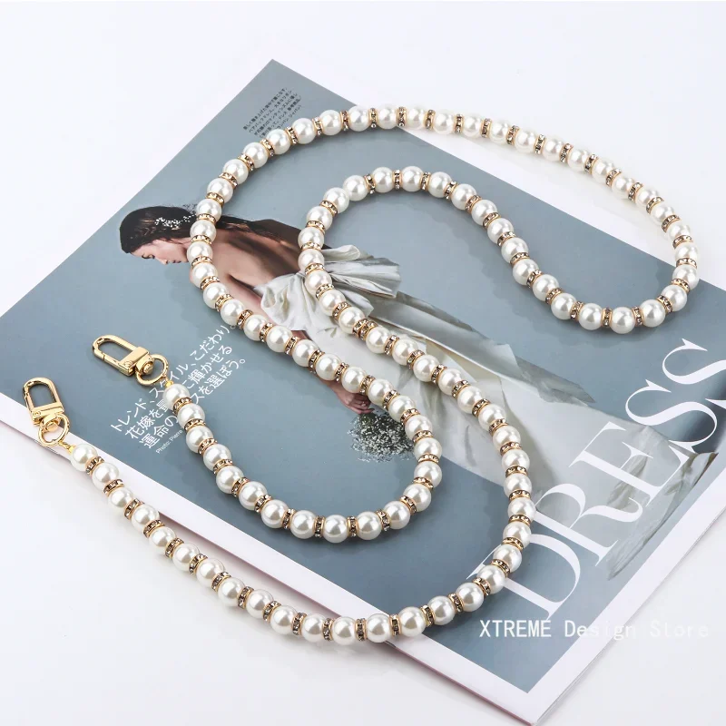 120CM Pearl Strap for Bags Accessories For Handbags DIY purse Replacement Long Beaded Chain Pearl Shoulder Strap For Bag