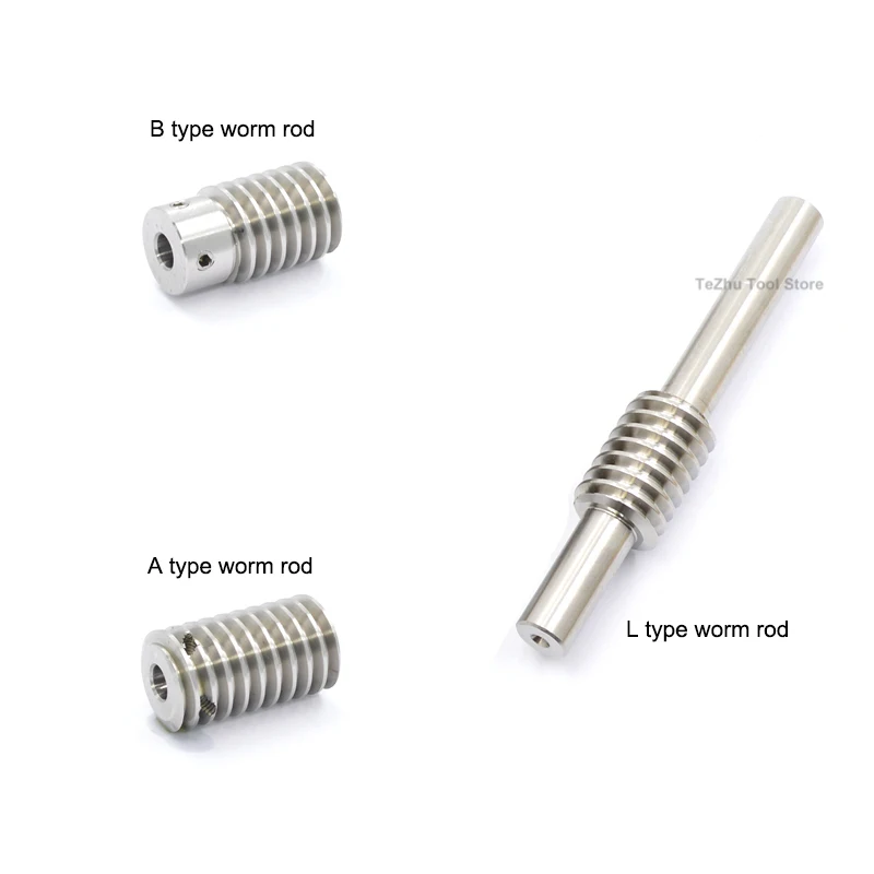 1Pcs 0.5M 20T-60T Brass Worm Gear Wheel Stainless Steel Worm Rod 0.5 Modulus 20 Teeth-60 Teeth Worm Gear Bore 4/5/6mm