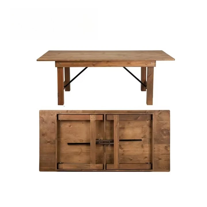 xx- Factory Wholesale Farmhouse Pine Table and Chairs Wooden Wedding Table Hard Solid Wood Rustic Style^