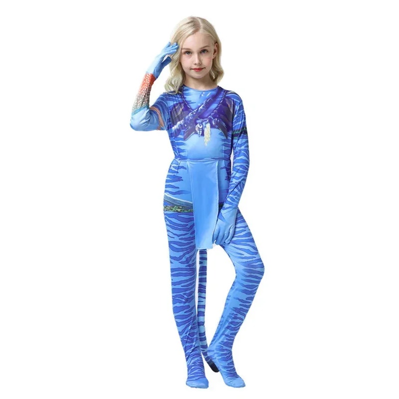 2 Neytiri Cosplay Anime Halloween Costumes For Kids Alien Zentai Fantasia Avatar Tail Jumpsuits Disguise Carnival Clo MN8