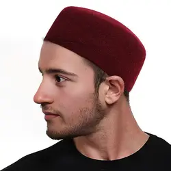 Muslim Caps Men Islamic Prayer Hat Solid Color Wool Arab Caps Clothing Accessories Turkish African Kufi Hats Winter Wool Hat New