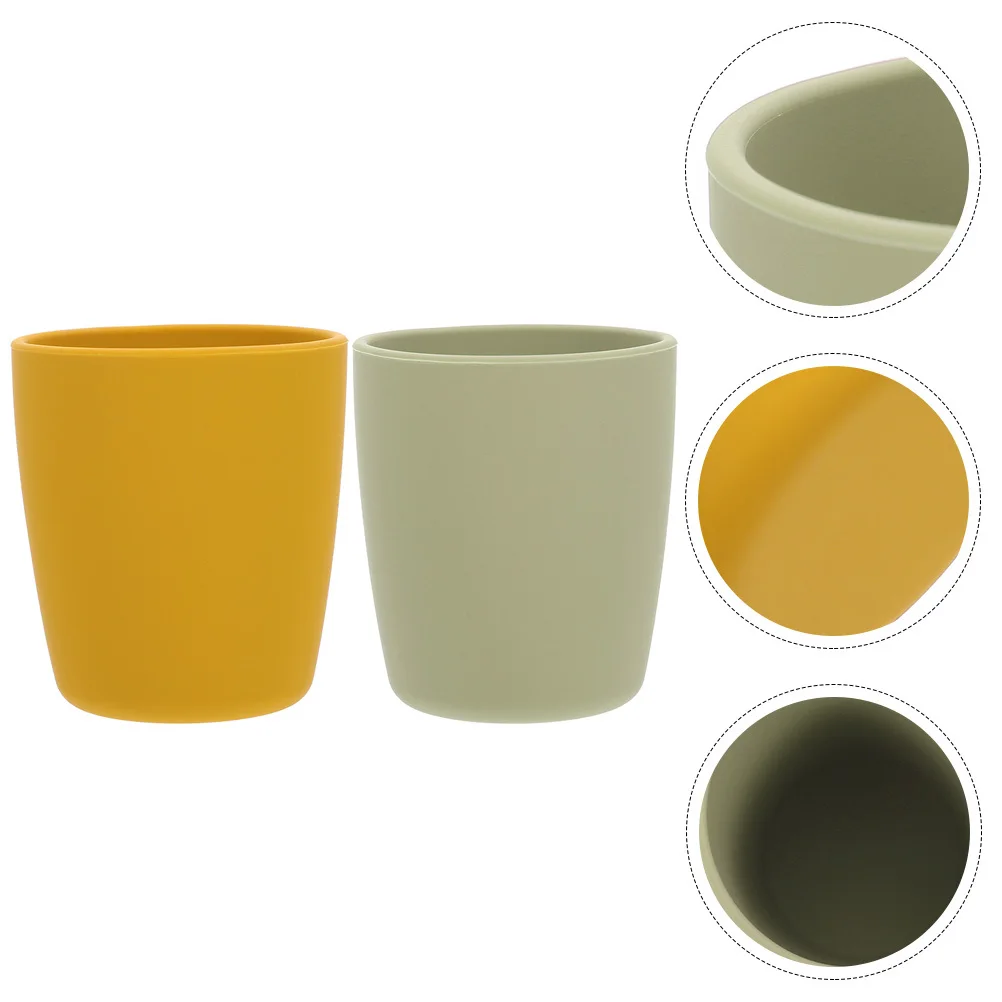 

2pcs Silicone Baby Cups Toddler Training Drinking Cup Waterproof High-Temperature Resistant For Infant Food Supplement Baby