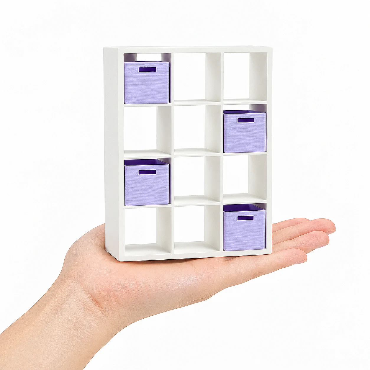 Dollhouse Furniture, Miniature Furniture, Dollhouse Miniature Models, 1:12 Scale/1/12 Scale 3D Printed Modern Grid Bookshelf, Grid Bookcase, Storage Rack, Organizer Rack, Pla Material, Not Made of Wood, with Pull-Out S
